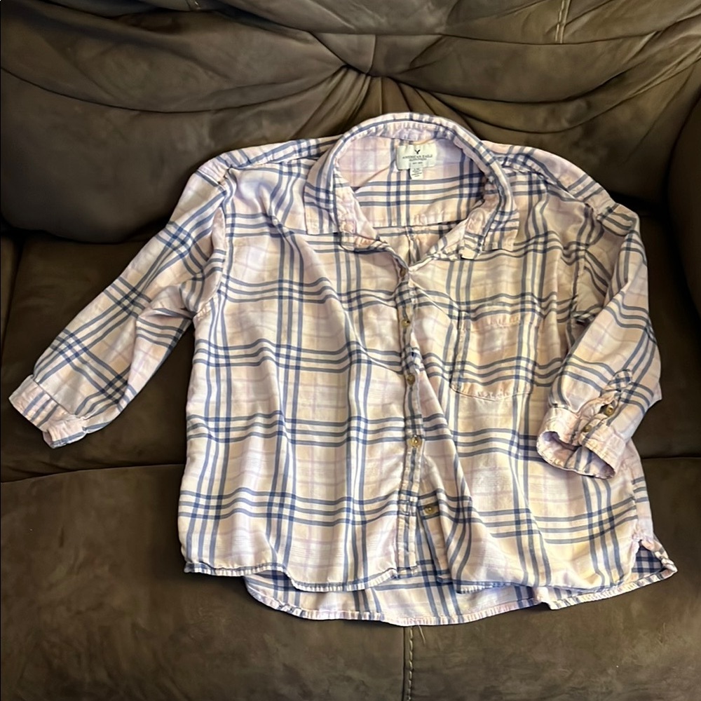 Plaid Women’s Shirt Plaid in Blue and Pink